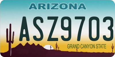 AZ license plate ASZ9703