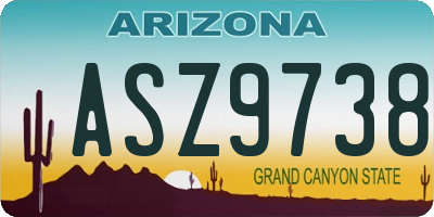 AZ license plate ASZ9738
