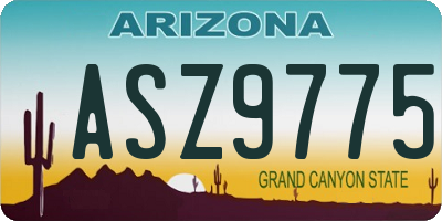 AZ license plate ASZ9775