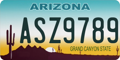 AZ license plate ASZ9789