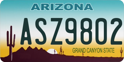 AZ license plate ASZ9802