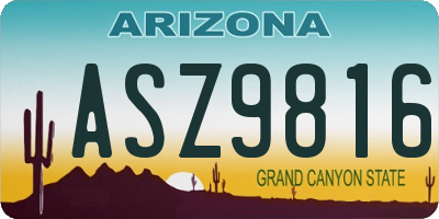 AZ license plate ASZ9816