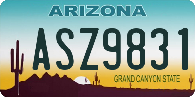 AZ license plate ASZ9831
