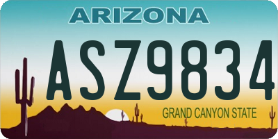 AZ license plate ASZ9834