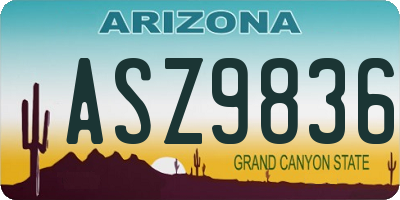 AZ license plate ASZ9836