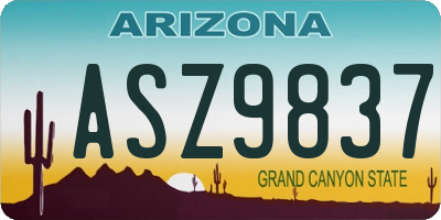 AZ license plate ASZ9837