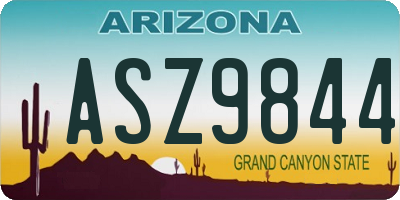 AZ license plate ASZ9844