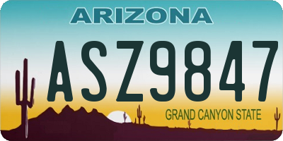 AZ license plate ASZ9847