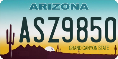 AZ license plate ASZ9850