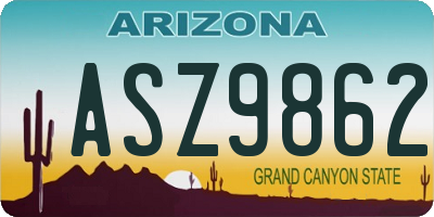 AZ license plate ASZ9862