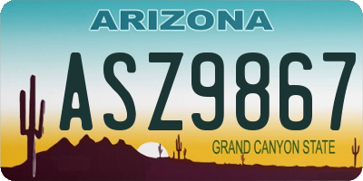 AZ license plate ASZ9867