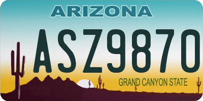 AZ license plate ASZ9870