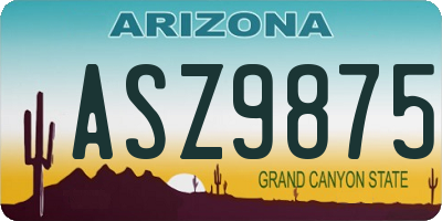 AZ license plate ASZ9875
