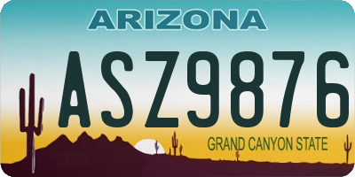 AZ license plate ASZ9876