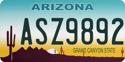 AZ license plate ASZ9892