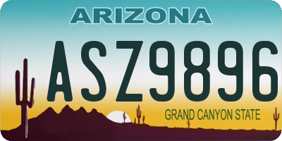 AZ license plate ASZ9896