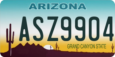 AZ license plate ASZ9904