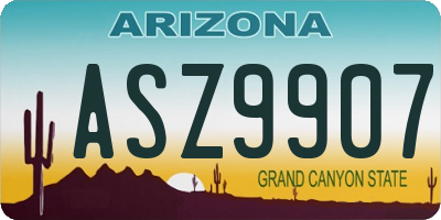 AZ license plate ASZ9907