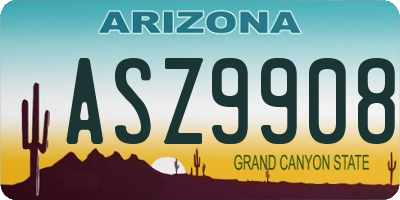 AZ license plate ASZ9908