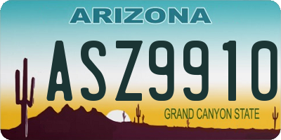 AZ license plate ASZ9910