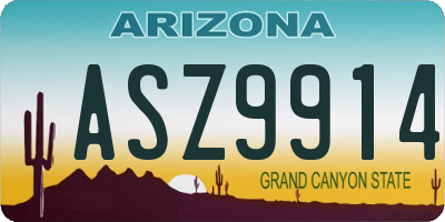 AZ license plate ASZ9914