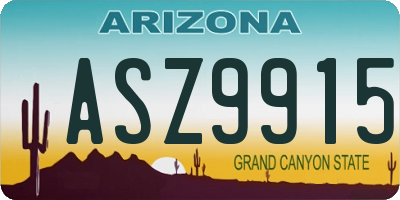 AZ license plate ASZ9915