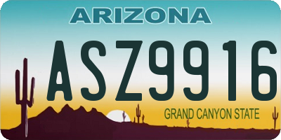 AZ license plate ASZ9916