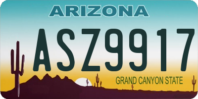 AZ license plate ASZ9917