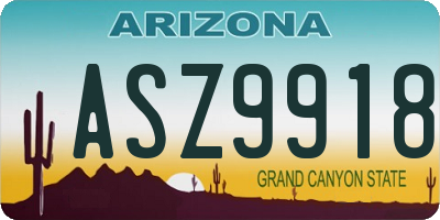 AZ license plate ASZ9918