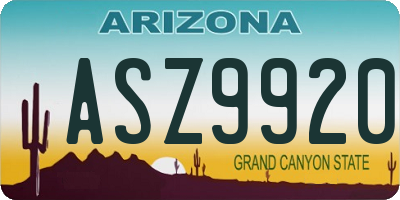 AZ license plate ASZ9920