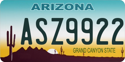 AZ license plate ASZ9922