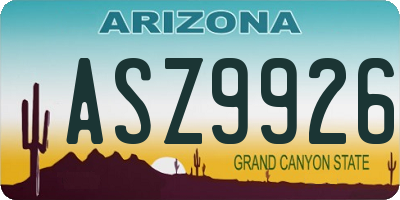 AZ license plate ASZ9926