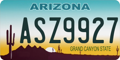 AZ license plate ASZ9927