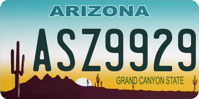 AZ license plate ASZ9929