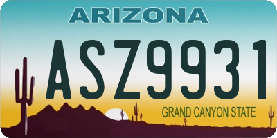 AZ license plate ASZ9931