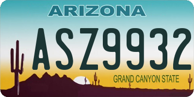 AZ license plate ASZ9932