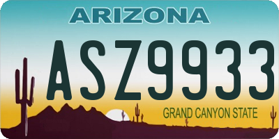 AZ license plate ASZ9933