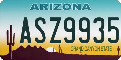 AZ license plate ASZ9935