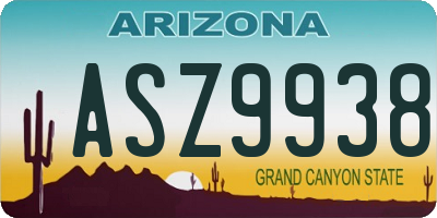 AZ license plate ASZ9938