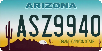 AZ license plate ASZ9940