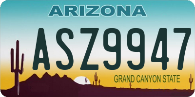 AZ license plate ASZ9947