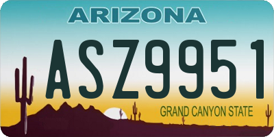 AZ license plate ASZ9951