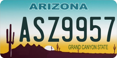 AZ license plate ASZ9957