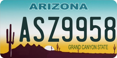 AZ license plate ASZ9958