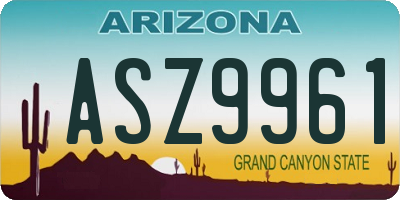 AZ license plate ASZ9961
