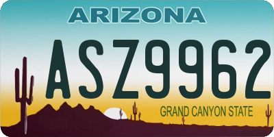 AZ license plate ASZ9962
