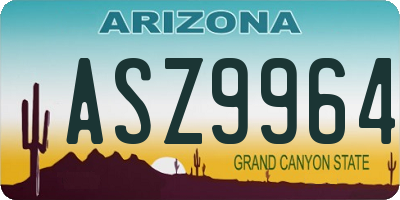 AZ license plate ASZ9964
