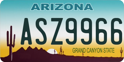 AZ license plate ASZ9966