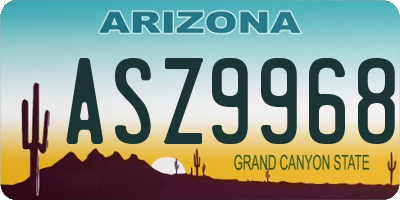 AZ license plate ASZ9968