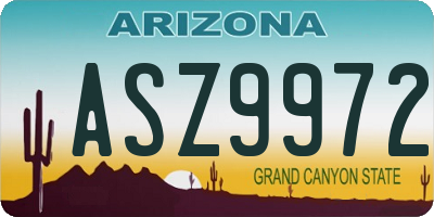 AZ license plate ASZ9972